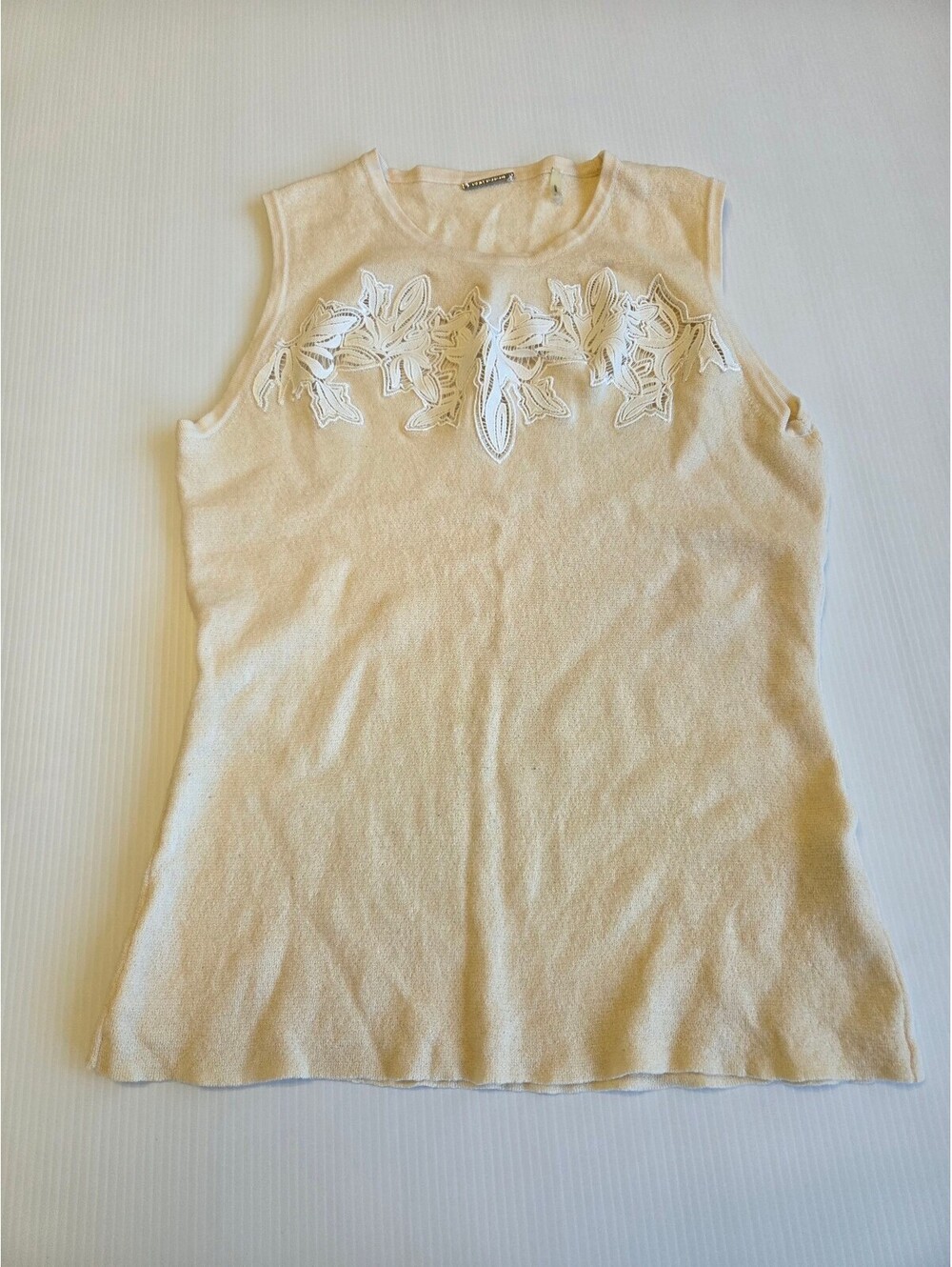 Elie Tahari Women's Sleeveless Merino Wool Top with Lace Detail, Size O